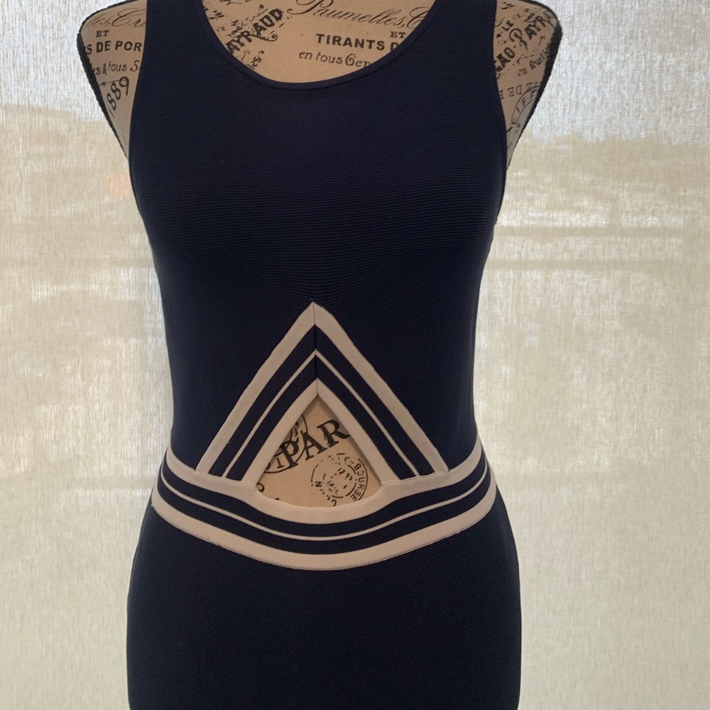 Navy blue and white bandage dress